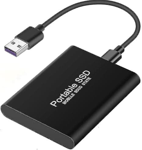 Portable Hard Drive 8TB, Mini SSD Hard Drives,Solid State External Drives,Computer Backup Drive,USB 3.1 to Type-C Support Data Storage Transfer for Windows XP PC Laptop and Mac (Black, 8.0, TB)