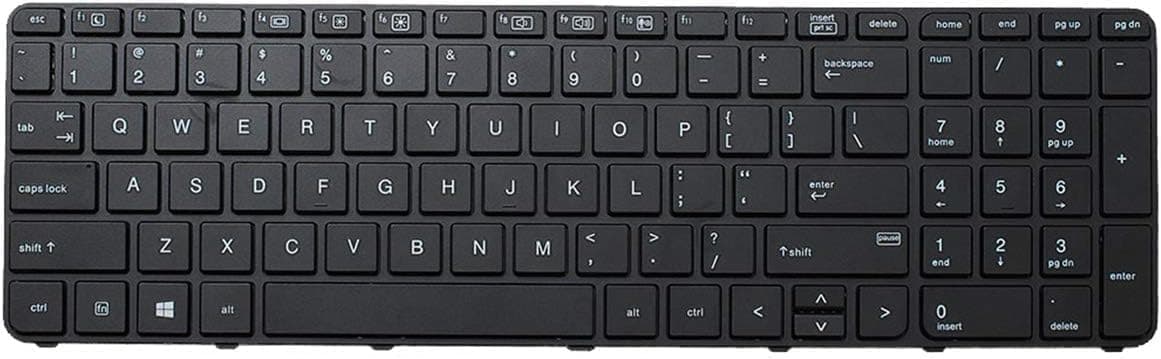 Laptop Replacement US Layout Keyboard for HP ProBook 450 G3 455 G3 450 G4 455 G4 470 G3 with Frame 827028-031 827029-031 (No Backlit)