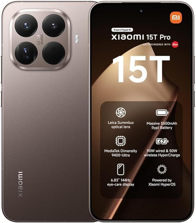 Xiaomi 15T Pro Mocha Gold 12+512GB, 6.83" 144Hz Eye-care Display, MediaTek Dimensity 9400+, 50MP Leica 5x Pro Telephoto, 5500mAh