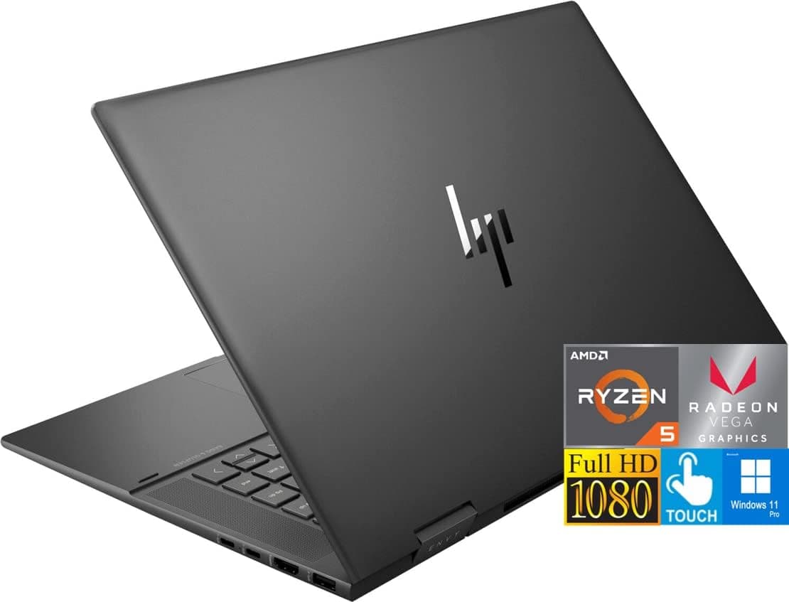 HP 2022 Envy X360 15 2-in-1 Convertible Laptop, 15.6" FHD IPS Touchscreen, AMD Ryzen 5 5625U, 16GB DDR4 RAM, 1TB PCIe SSD, AMD Radeon Vega 7, Backlit KB, WiFi 6, Windows 11 Pro (Open Box)