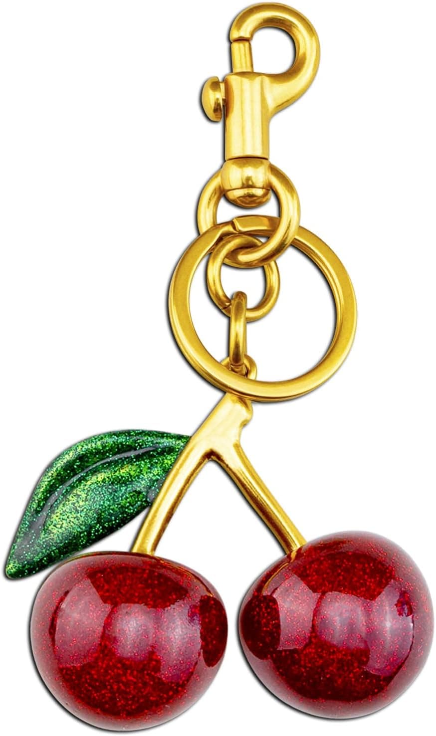 Aisity Cherry Keychain for Purse Charms Bag Charm for Handbags Car Cherry Accessories Cute Keychain for Women Teen Girls Birthday Christmas Valentines Gifts, Gold, S