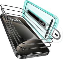 ESR 3 Pack for iPhone 15 Pro Max Screen Protector, [9H Hardness] [Military Grade Shatterproof] Full Coverage Tempered Glass Film with Flawless Fit Tray, HD Clear, Scratch Resistant