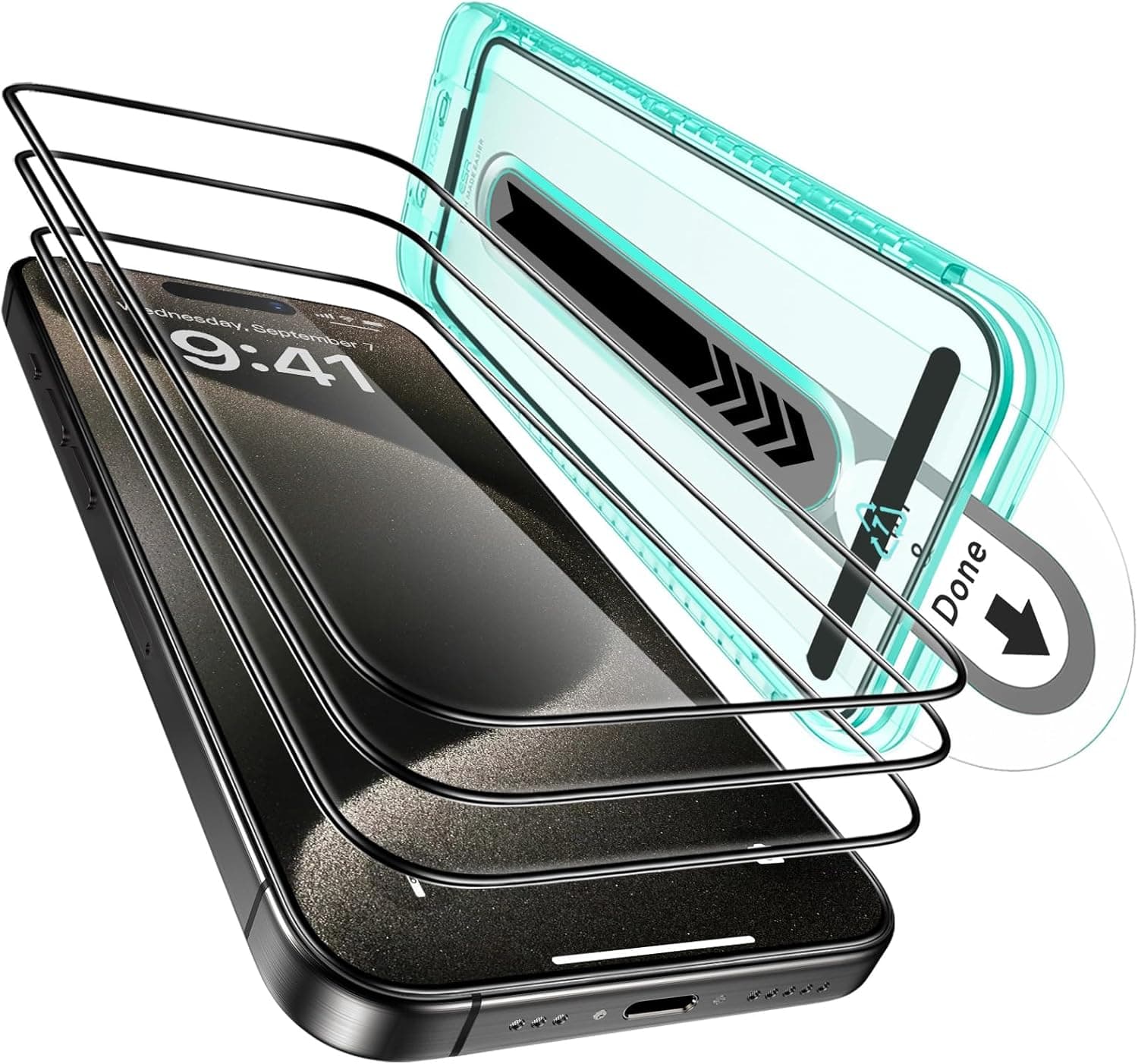 ESR 3 Pack for iPhone 15 Pro Max Screen Protector, [9H Hardness] [Military Grade Shatterproof] Full Coverage Tempered Glass Film with Flawless Fit Tray, HD Clear, Scratch Resistant