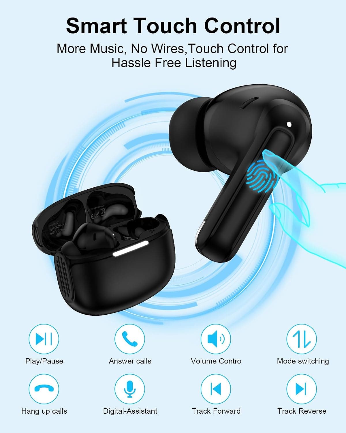 Wireless Earbuds, Bluetooth 5.4 Headphones Wireless for iPhone 17e 17 16Pro | Wireless Ear Buds with Bass Stereo Sound, Noise Cancelling, IP7 Waterproof in-Ear Earphones with Mic for Samsung S26, Pixel10