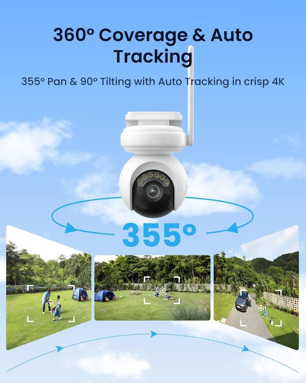 REOLINK Altas PT Ultra - 4K Solar Security Cameras Wireless Outdoor, 500 Days Battery Life, ColorX Night Vision, 360° Pan Tilt Auto Tracking, Dual-Band Wi-Fi 6 Cameras for Home Security