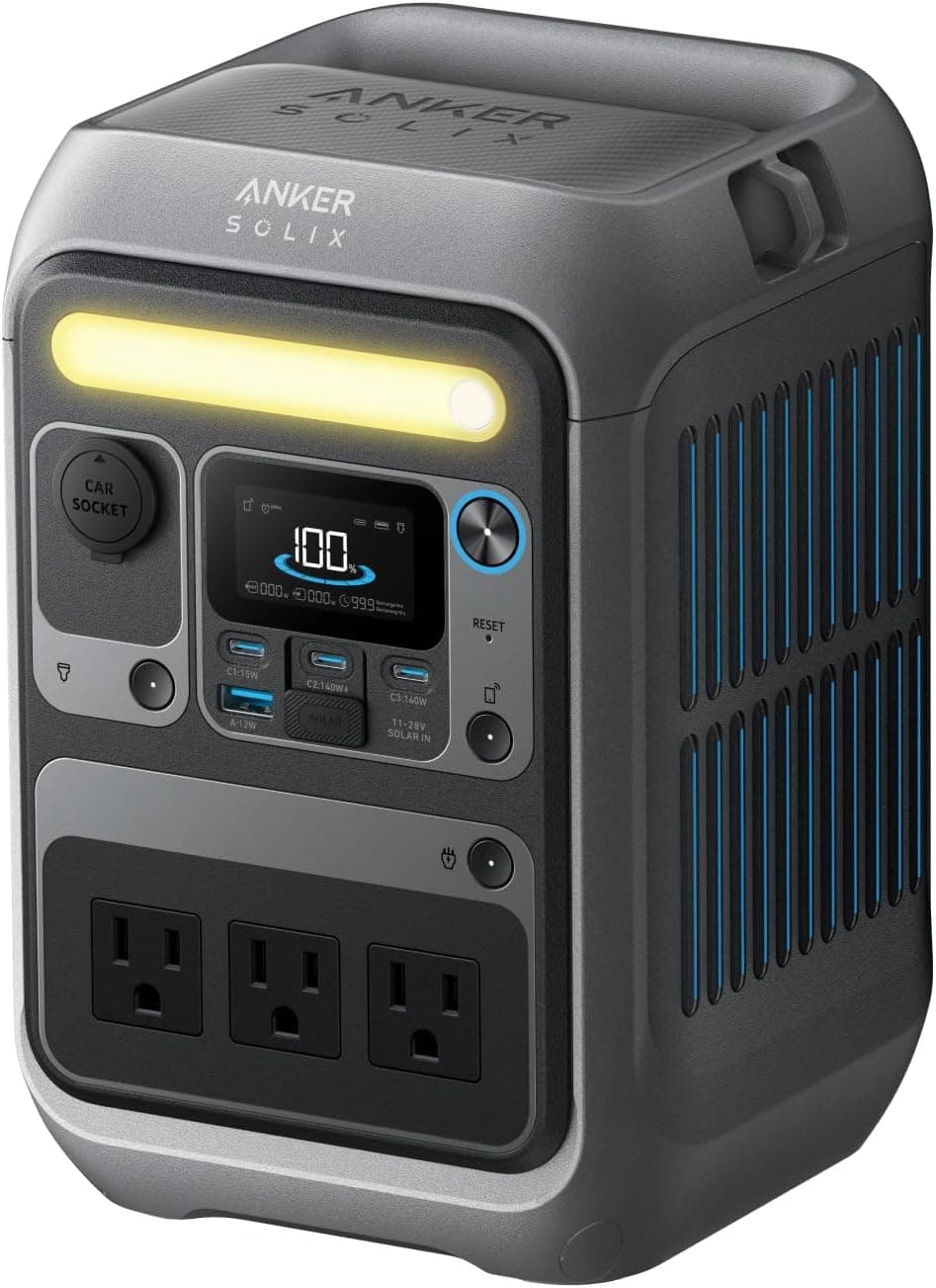 Anker SOLIX C300 Portable Power Station, Outdoor 288Wh LiFePO4 Battery, 300W (600W Surge) Solar Generator, 140W Two-Way Fast Charging, For Camping, Traveling, and Emergencies (Solar Panel Optional)