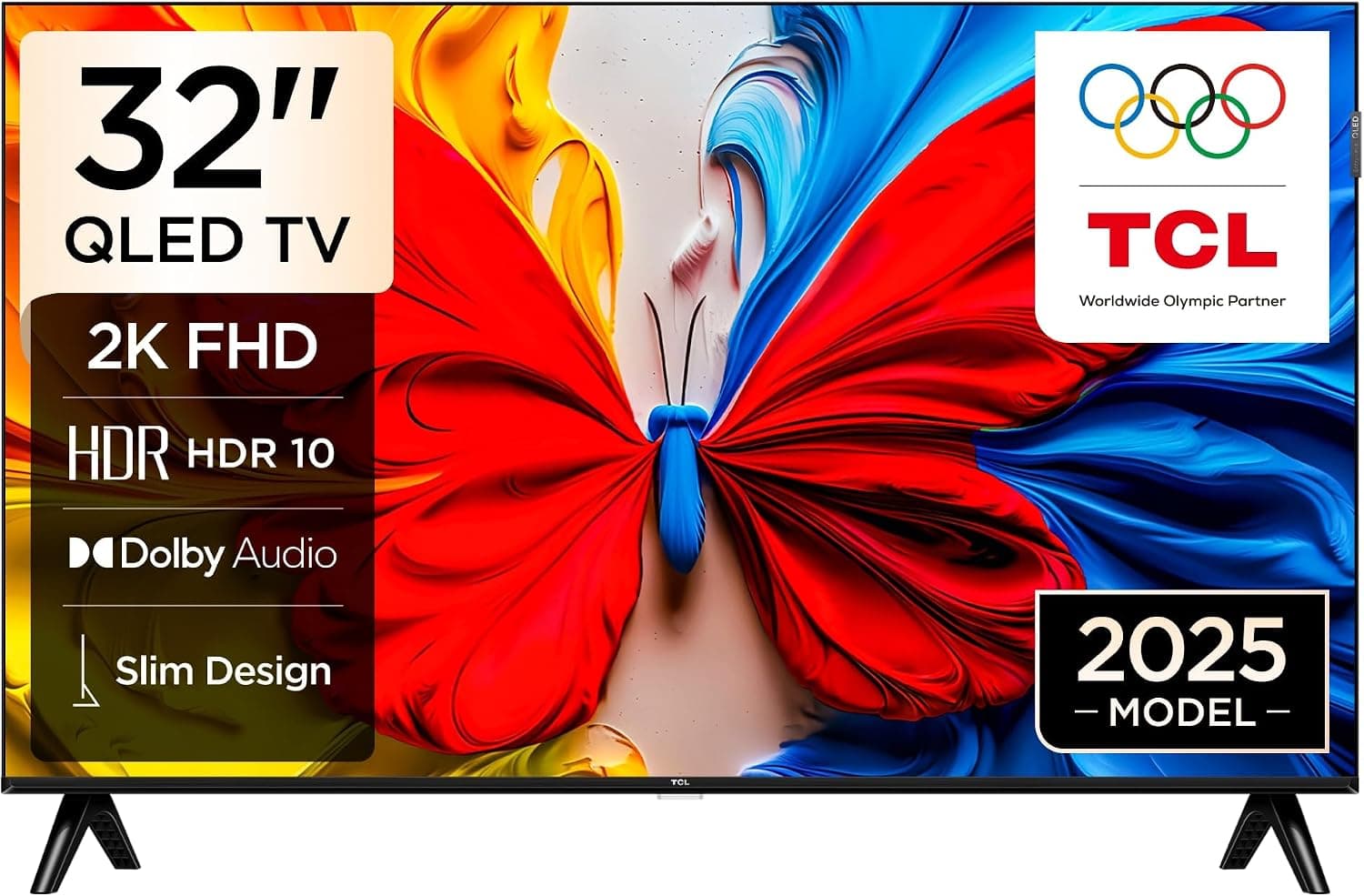 TCL 32S5K Television 32 Inch Smart TV QLED HDR 10 Google TV, Dolby Audio, Game Mode, Multiple Eye Care with Slim Design (2025 Model)