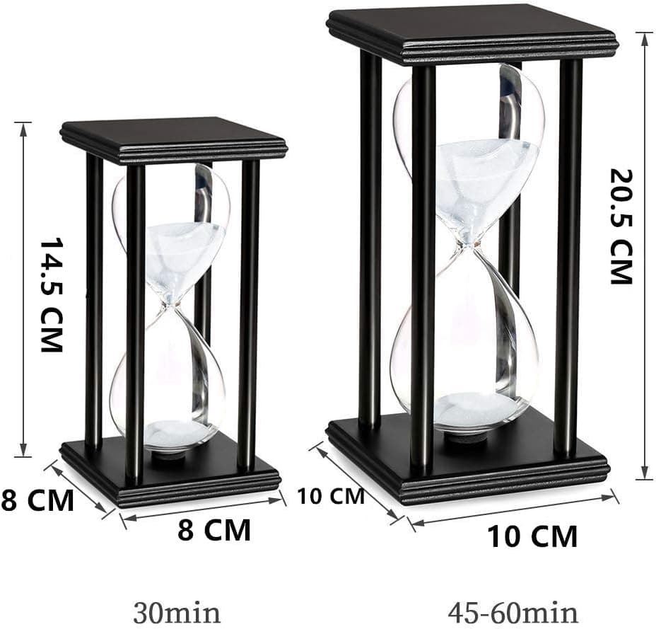 Lodunsyr Hourglass Timer for 60 Min Sandglass Timer 60 Minutes Decoration for Children Room Birthday Tea Coffee Table Book Shelf School Game Ornament Wooden Frame Sand Timer Clock White